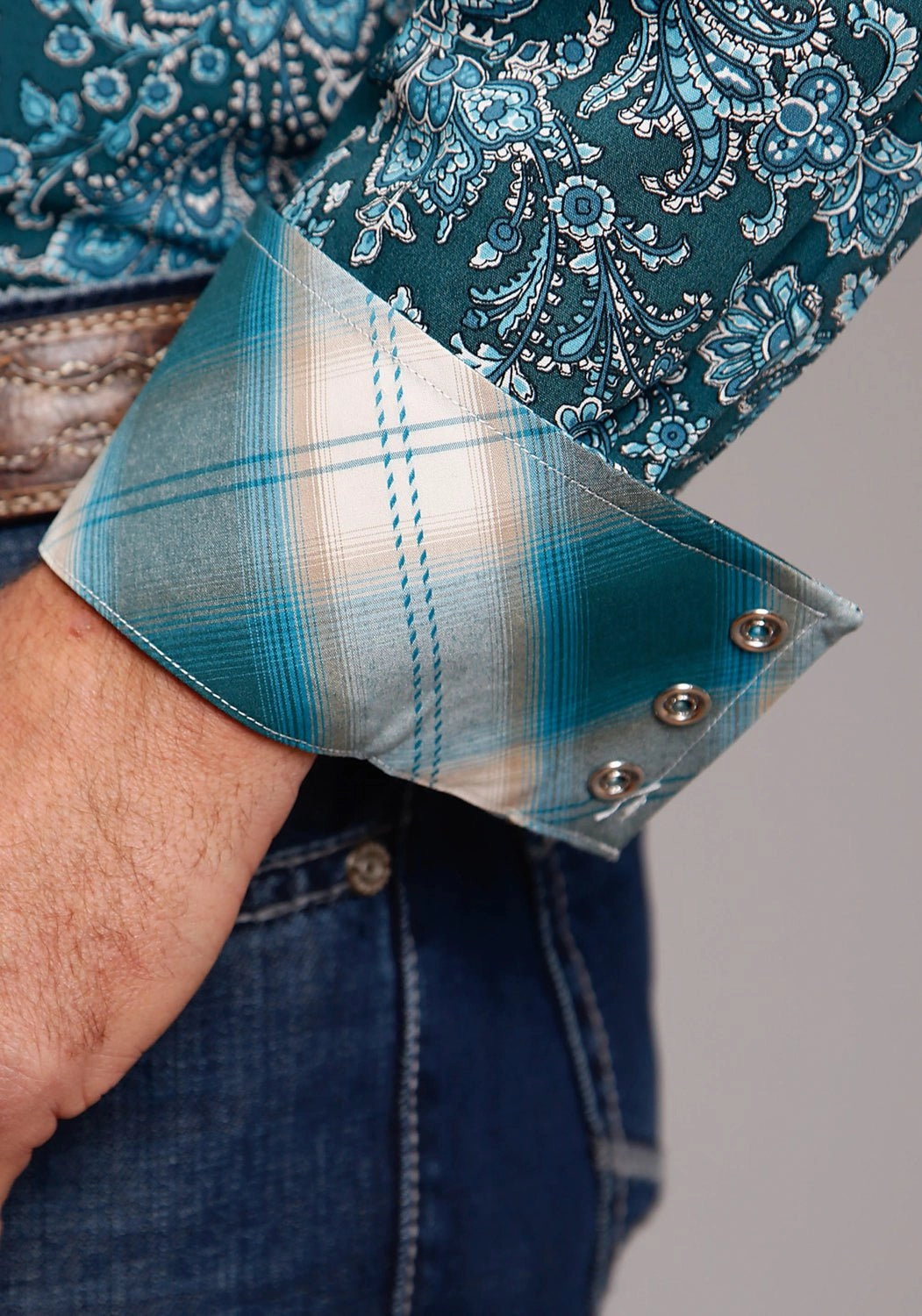 Beach Wear Stetson Mens Forest Paisley Green 100% Cotton L/S Shirt