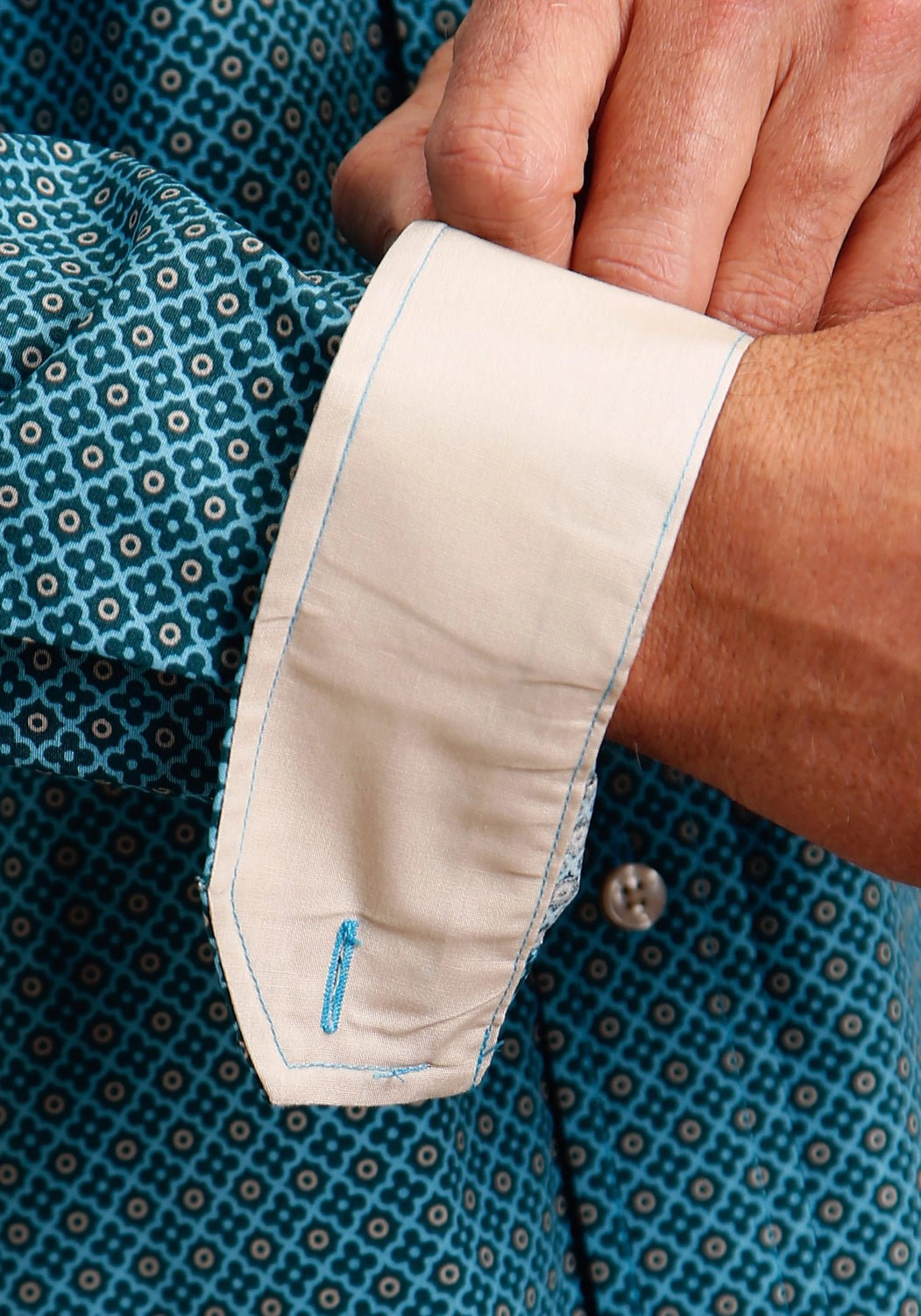 Stetson Mens Four Leaf Foulard Green 100% Cotton L/S Shirt Job Interview Athleisure Trend