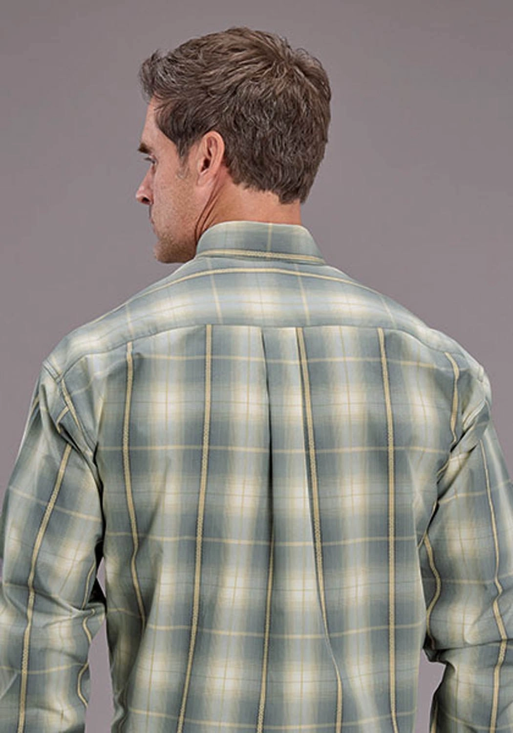 Anti Static Lining Modern Aesthetic Stetson Mens Gold Dust Ombre Grey 100% Cotton 1 Pkt L/S Shirt