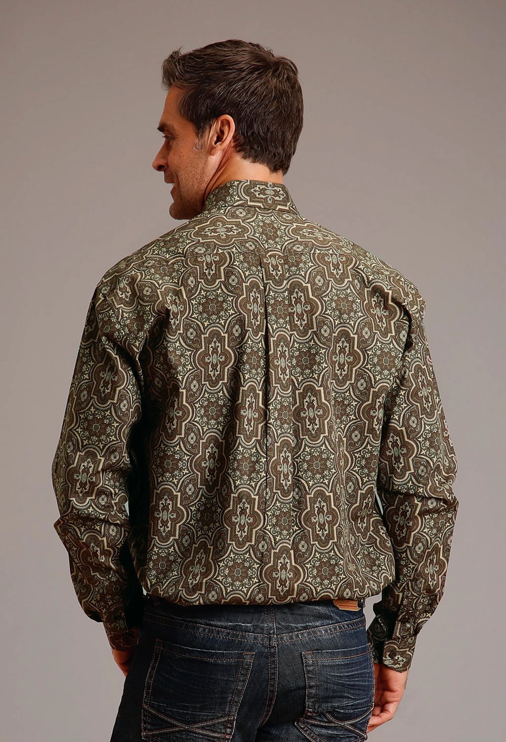 vacation wear Classic Appeal Stetson Mens Grandiose Paisley Brown 100% Cotton L/S Shirt