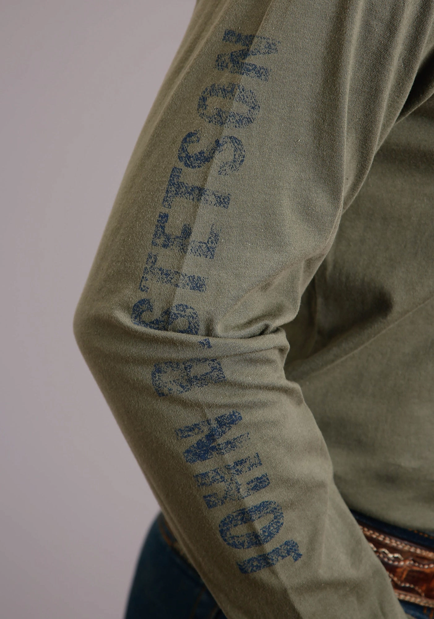 Stylish Element Stetson Mens Green 100% Cotton Property Of L/S T-Shirt