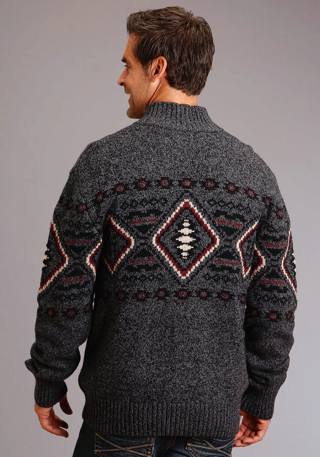 Smart Casual hypoallergenic Stetson Mens Grey Cotton/Wool Diamond Knit Cardigan