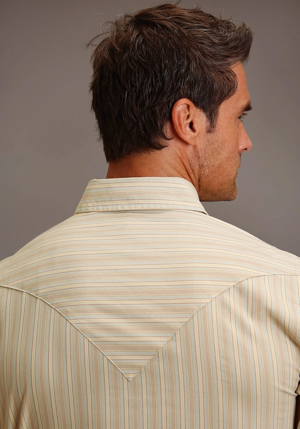 Polished Look Adjustable Hem Stetson Mens Hampton Beach Stripe White 100% Cotton L/S Shirt