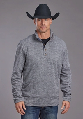 Two Tone Stitching Tailored Cut Stetson Mens Honeycomb Grey 100% Polyester Pullover Sweater
