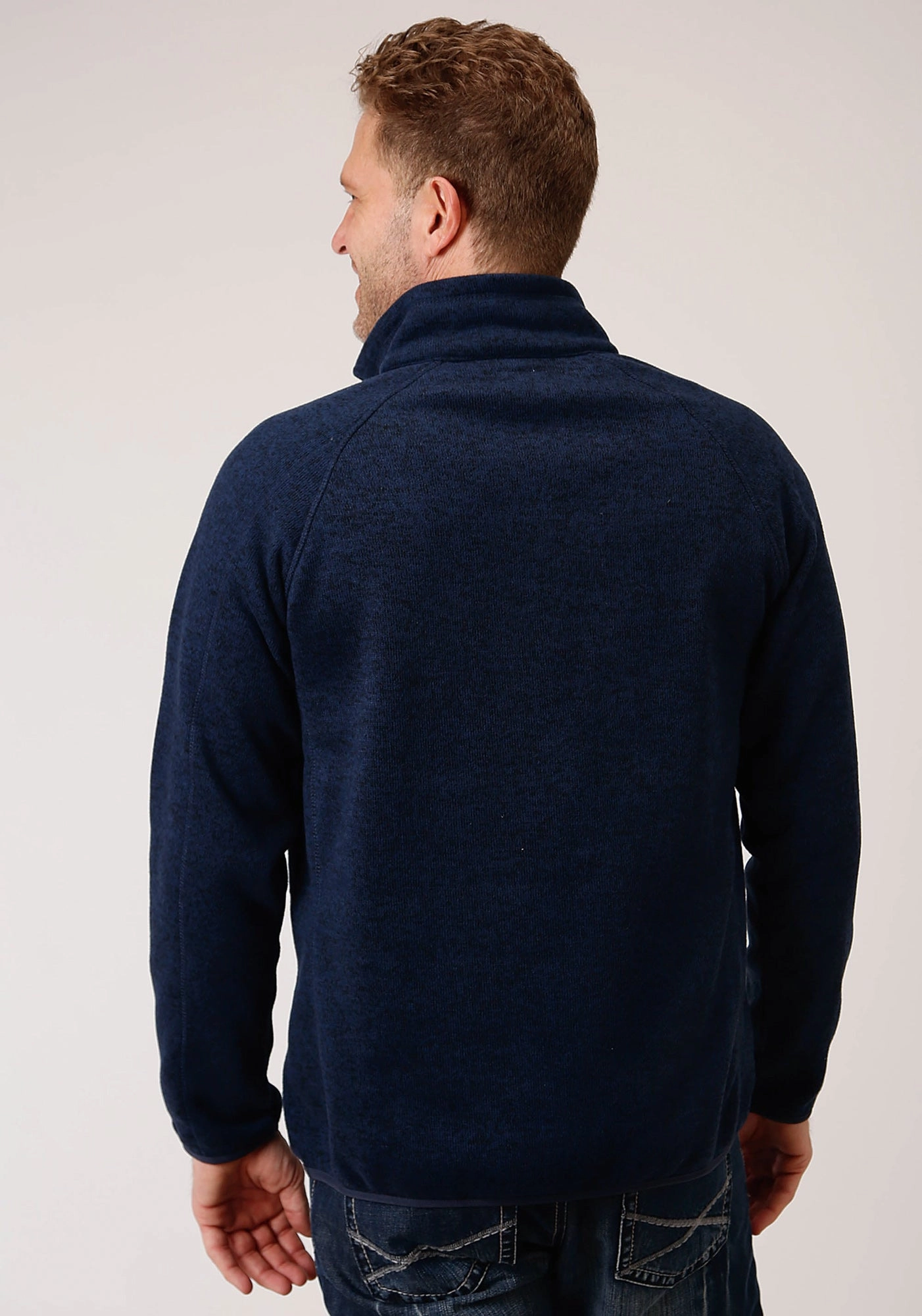 Subtle Details Stetson Mens Navy Polyester 1/4 Zip Pullover Sweater