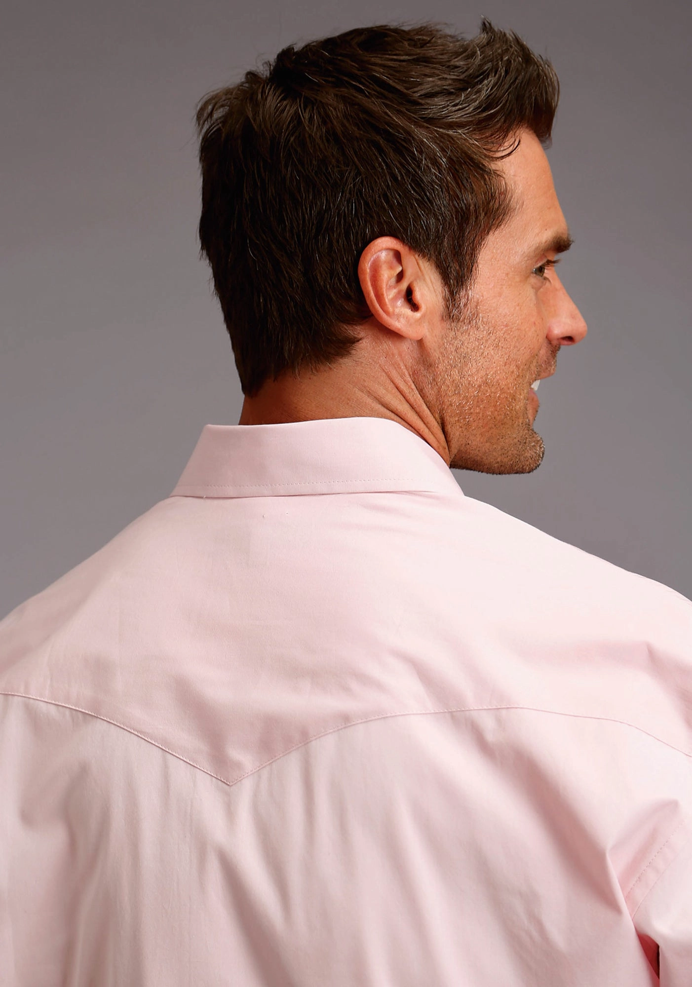 Stetson Mens Pink 100% Cotton End on End L/S Shirt Geometric Pattern