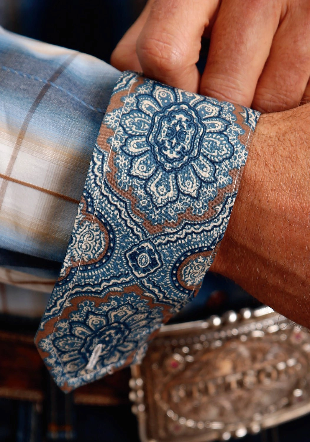 Bold Print Stetson Mens River Ombre Blue 100% Cotton L/S Shirt