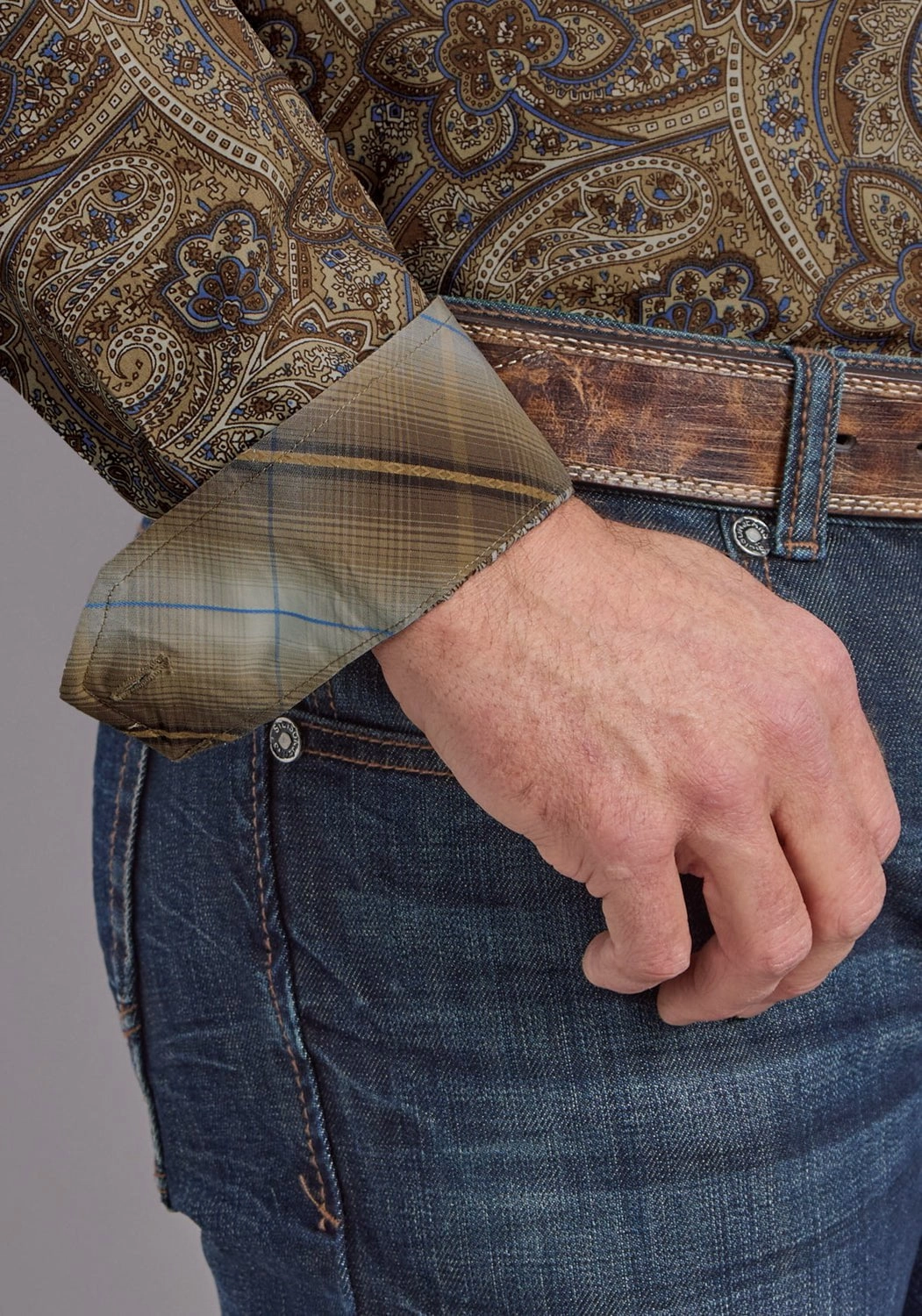 Stetson Mens San Antonio Paisley Brown 100% Cotton 1 Pkt L/S Shirt Fashion staples Tall friendly