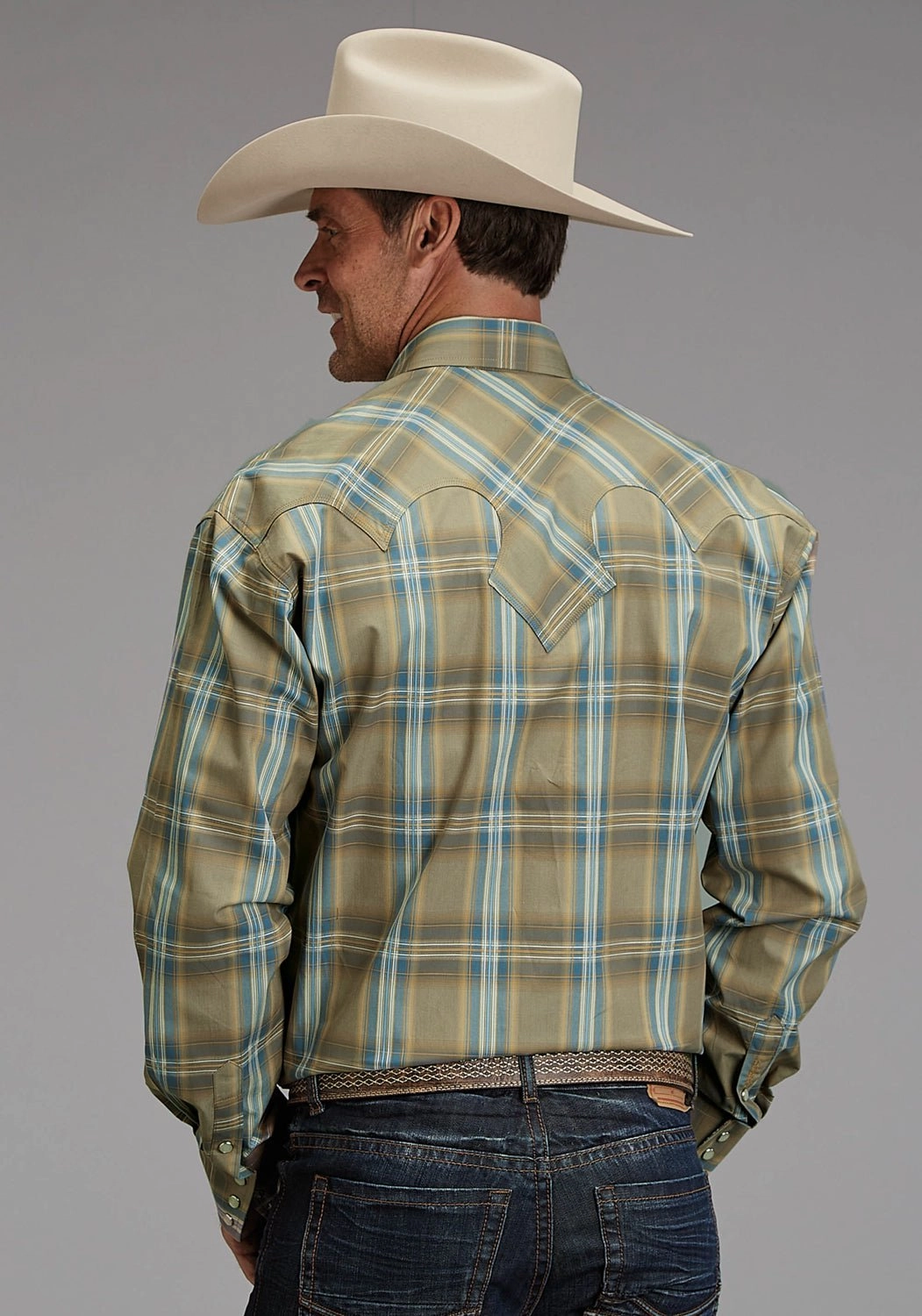 Tailored Silhouette Ethical production Stetson Mens Sand Ridge Plaid Brown 100% Cotton L/S Shirt