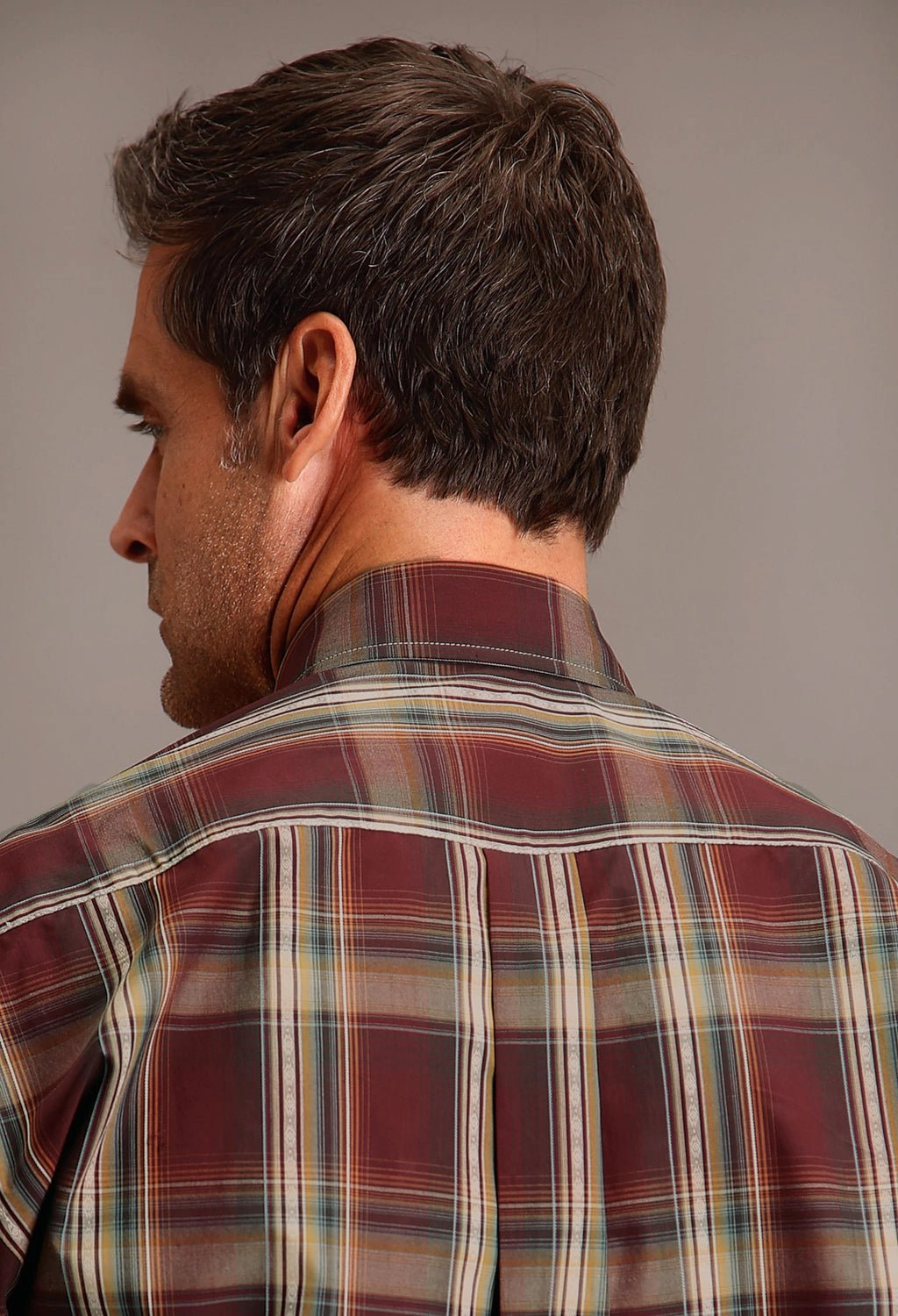 Stetson Mens Sandstone Ombre Wine 100% Cotton L/S Shirt Seasonal Wardrobe Runway Inspired