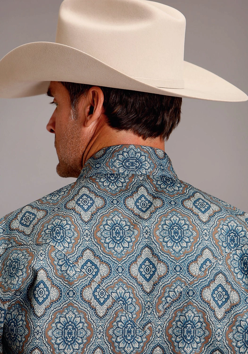 Anniversary Celebration Stetson Mens Sierra Paisley Blue 100% Cotton L/S Shirt