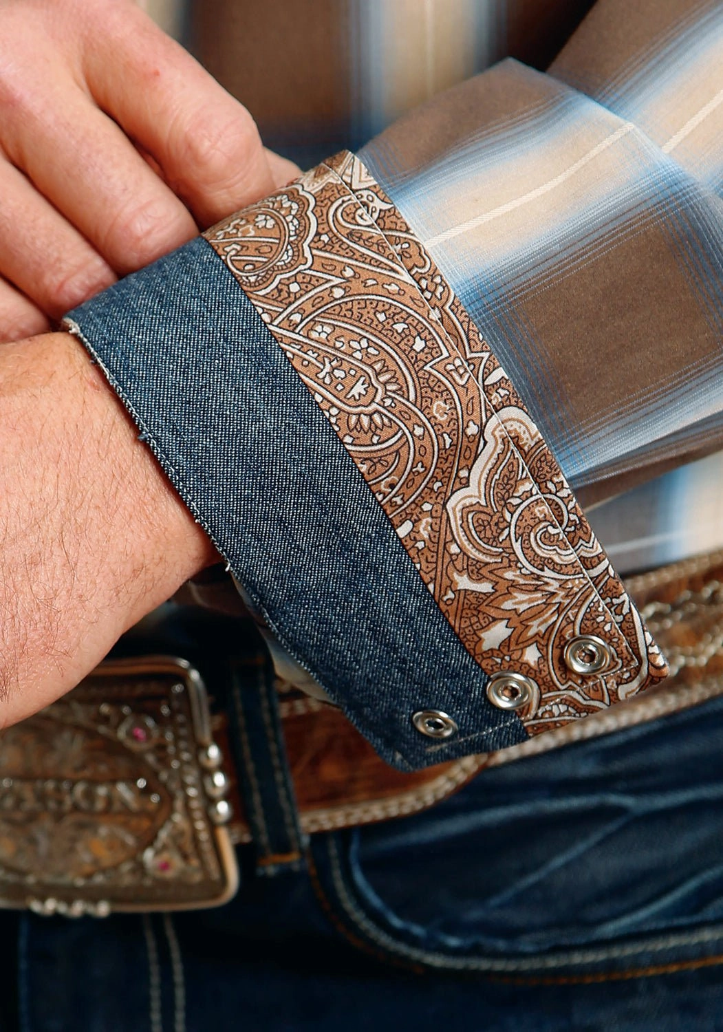 Stetson Mens Sierra Plaid Brown 100% Cotton L/S Shirt Unisex Design Comfort Stretch