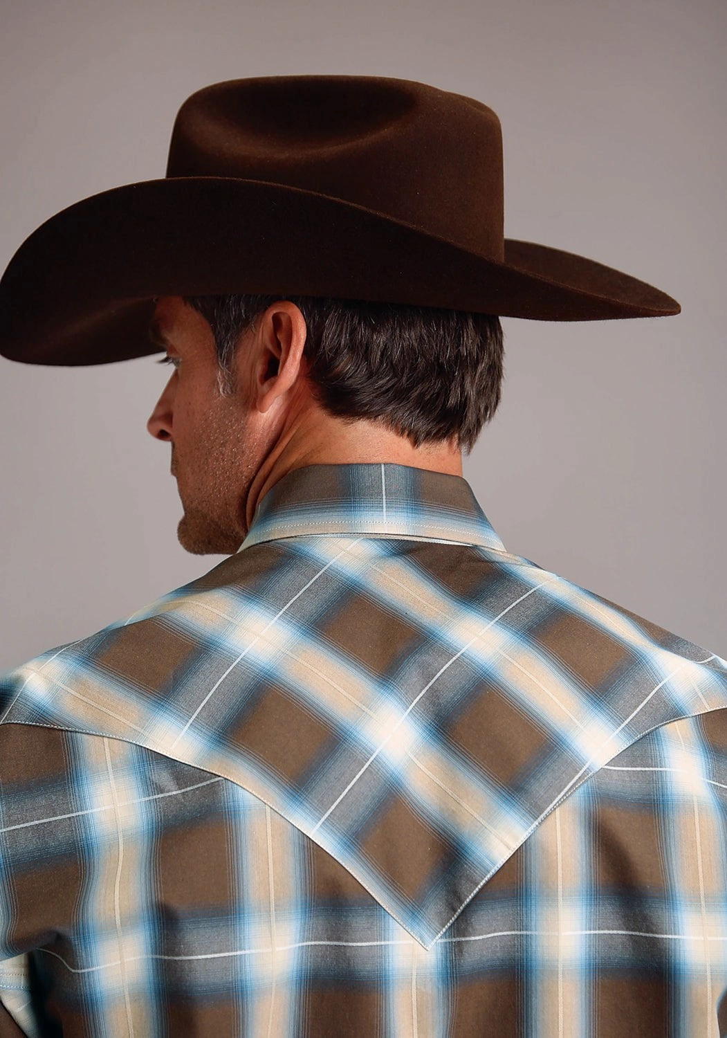 Stetson Mens Sierra Plaid Brown 100% Cotton L/S Shirt Striped style