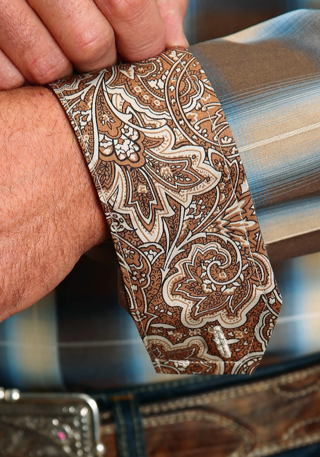 Organic Cotton Stetson Mens Sierra Plaid Brown 100% Cotton L/S Shirt