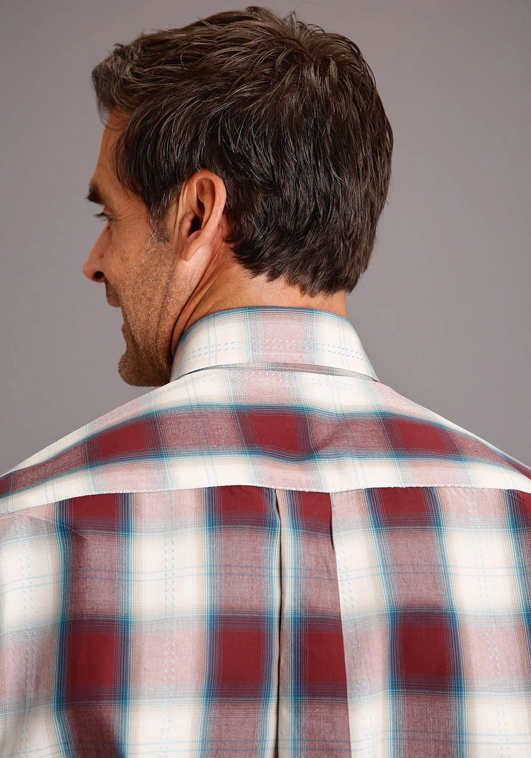 Relaxed Vibe Trendy Vibes Stetson Mens Wine 100% Cotton Plaid BD L/S 1 Pocket Shirt