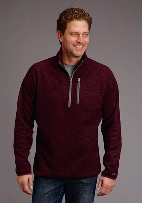 Matte Look tall size Stetson Mens Wine Polyester Bonded Rugged Sweater
