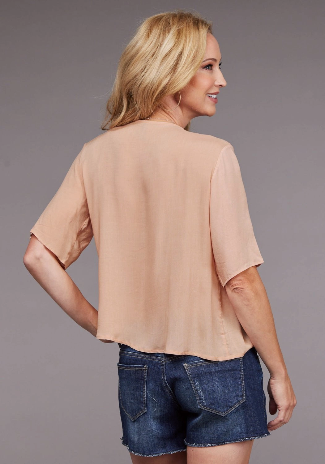 Cocktail Party Organic Cotton Stetson Womens 2097 Crepe V-Neck Pink 100% Rayon S/S Blouse