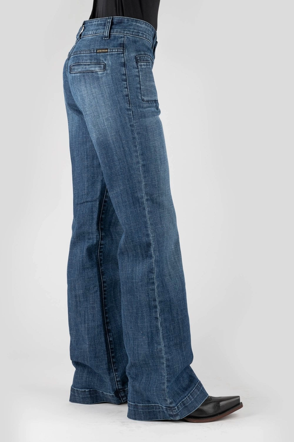 Stetson Womens 214 Plain Back Blue Cotton Blend Jeans Cool Essentials