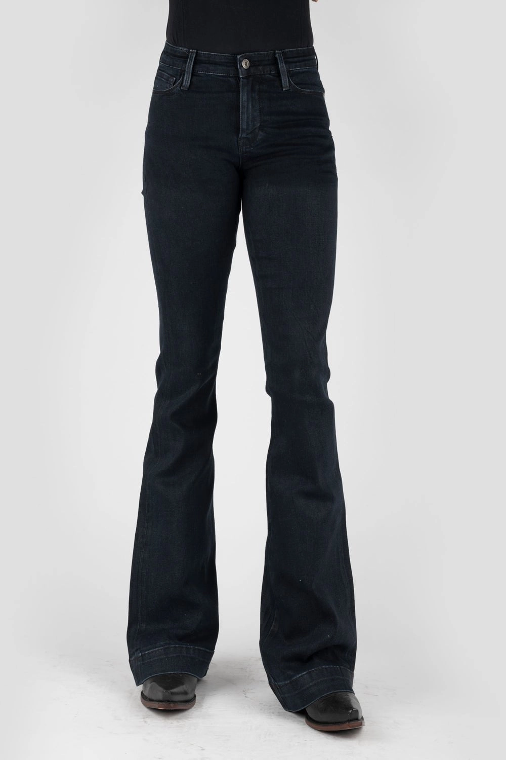 Stetson Womens 921 High Waist Plain Black Cotton Blend Jeans Lifestyle Outfit
