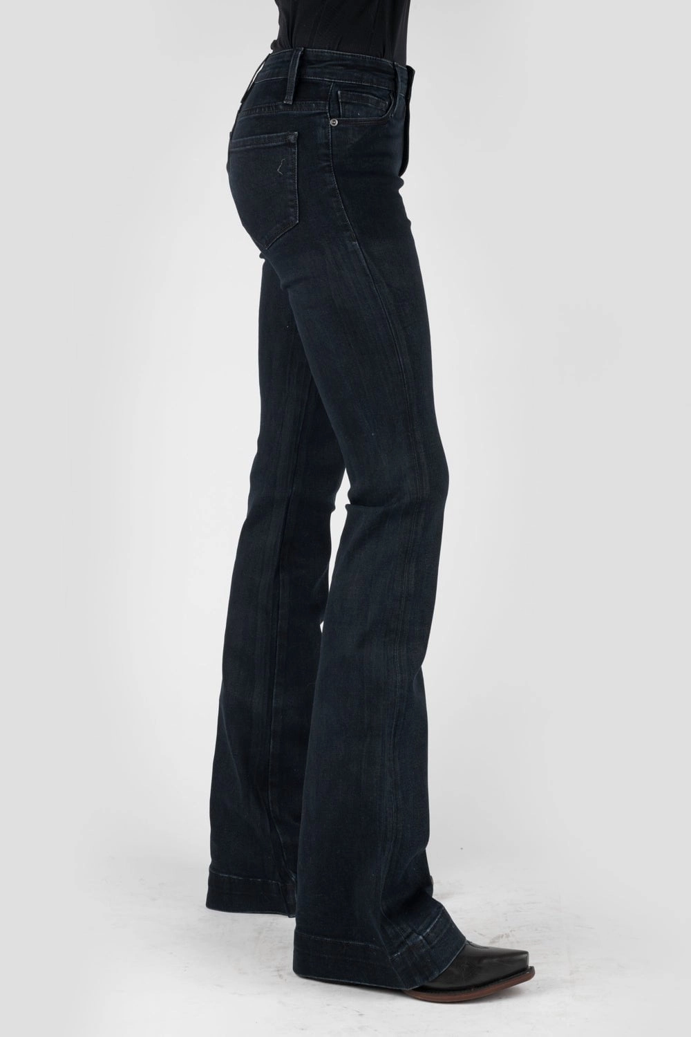 Stetson Womens 921 High Waist Plain Black Cotton Blend Jeans Urban Look