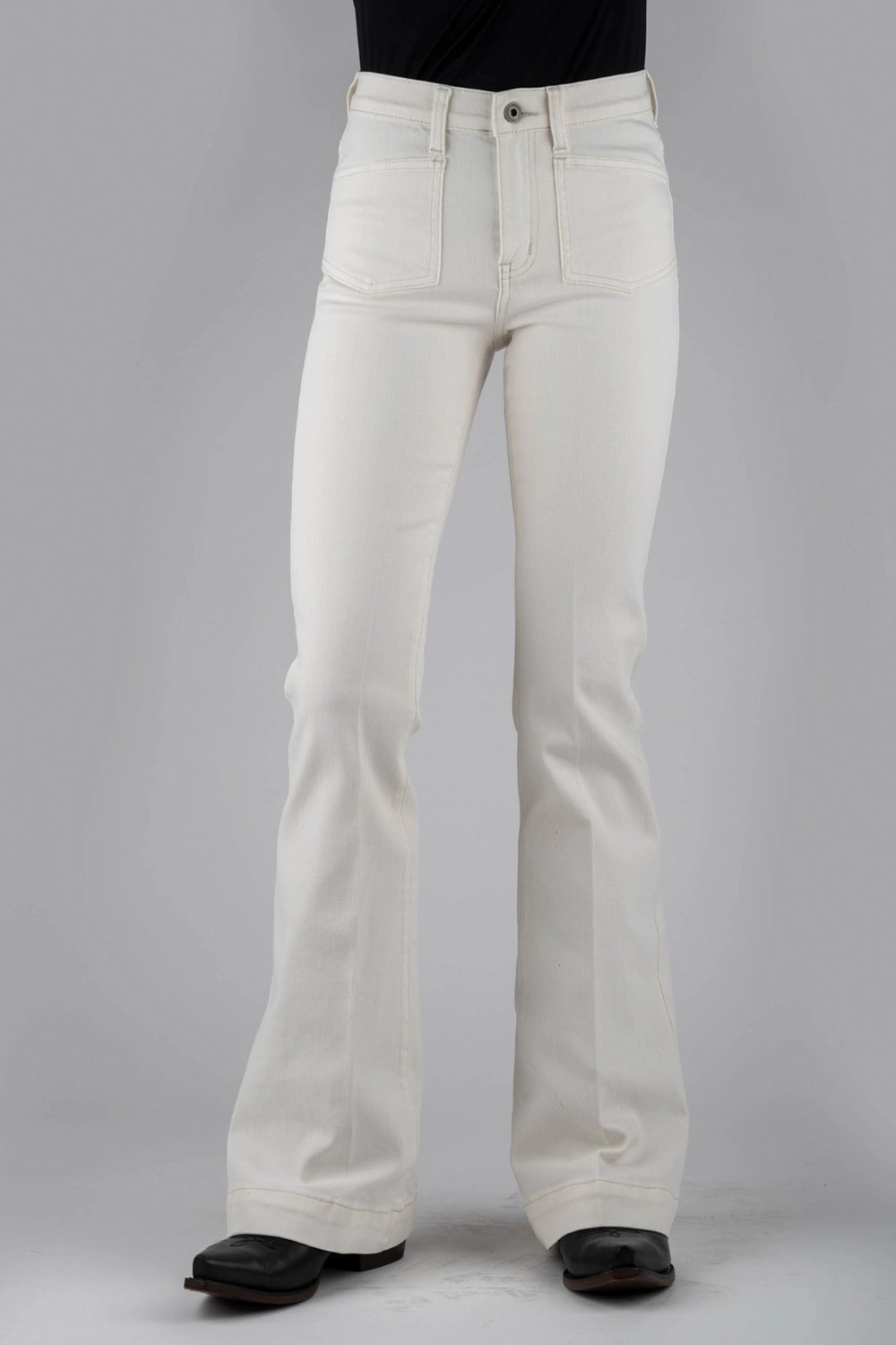 Stetson Womens 921 High Waist Plain White Cotton Blend Jeans Soft Sustainable Relaxed Cut