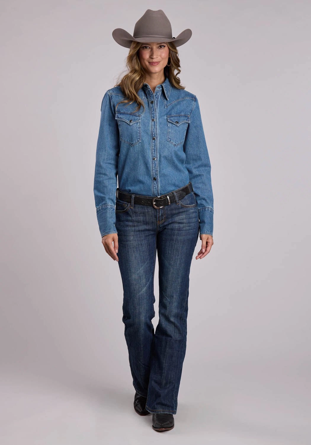 Stetson Womens Asymmetrical Hexagon Blue 100% Cotton L/S Shirt Wardrobe Must-Have Contemporary Style