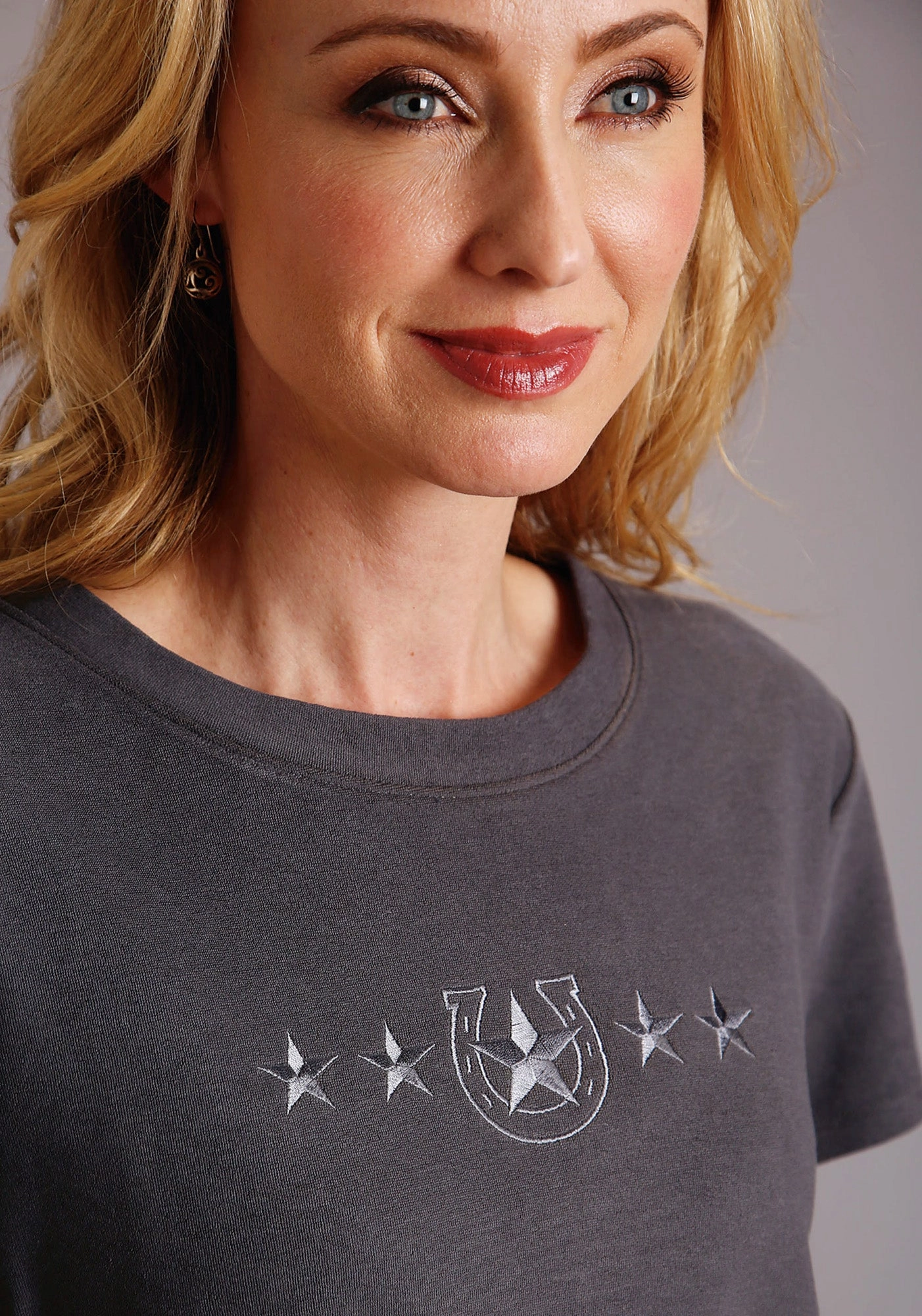 Fashion staples quick dry Stetson Womens Charcoal 100% Cotton Slightly Fitted S/S T-Shirt