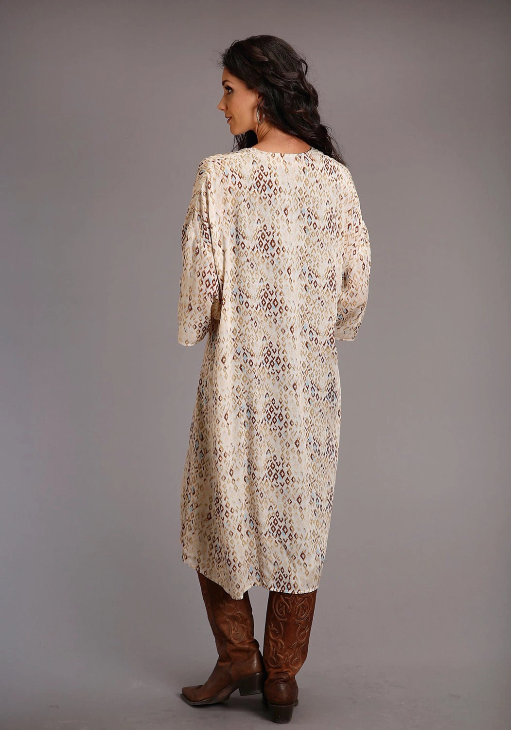 Stetson Womens Gold Rayon/Nylon Herringbone Kimono Aztec Cardigan Durable Fabric Comfortable Style