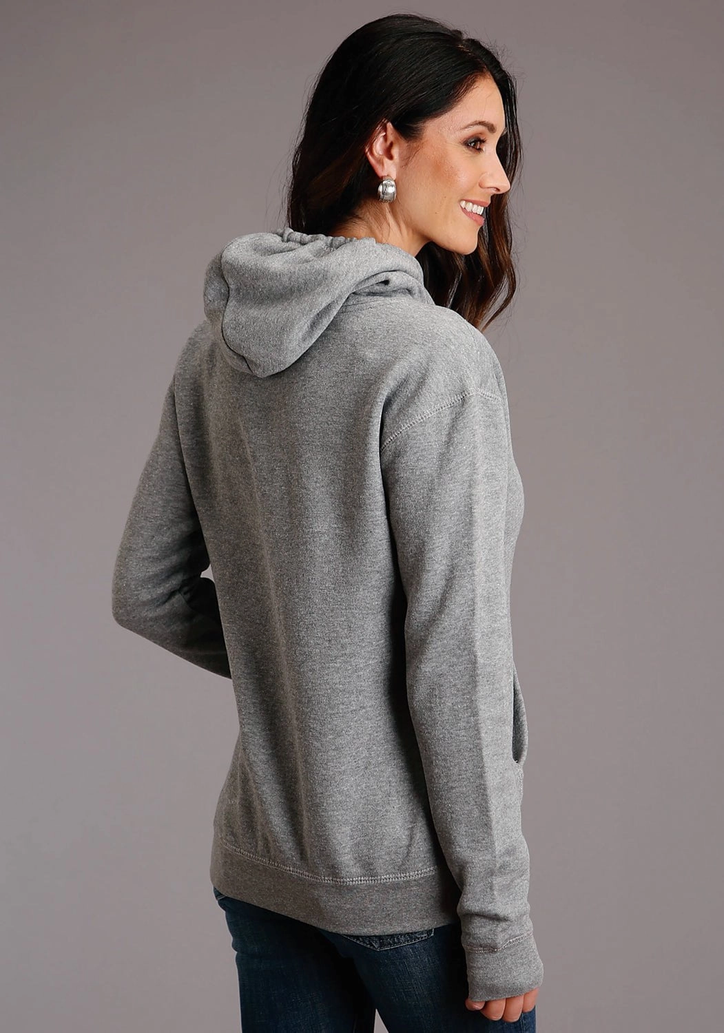 Fade Resistant Textiles Stetson Womens Grey Cotton Blend Arrows Fleece Hoodie