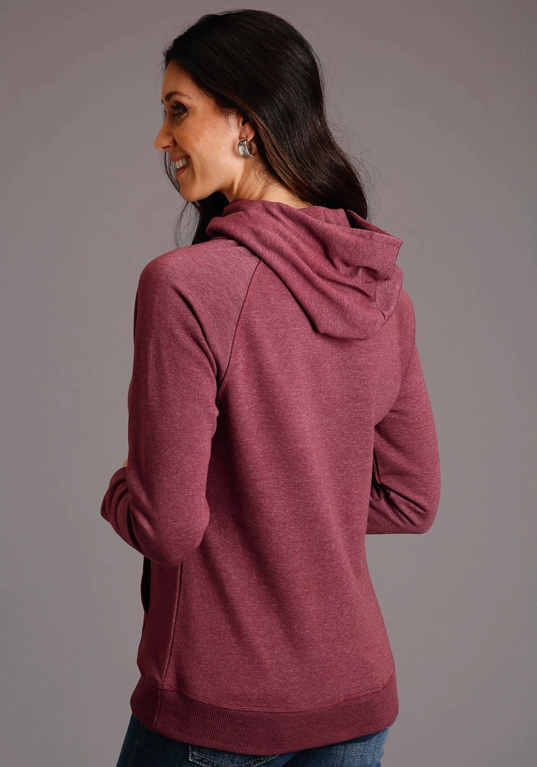 Chilly Days Stetson Womens Maroon Cotton Blend Bandana Screenprint Hoodie