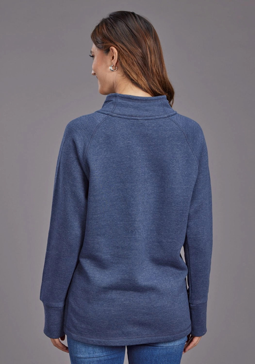 Stetson Womens Script Logo Blue Cotton Blend Sweatshirt Winter Essential