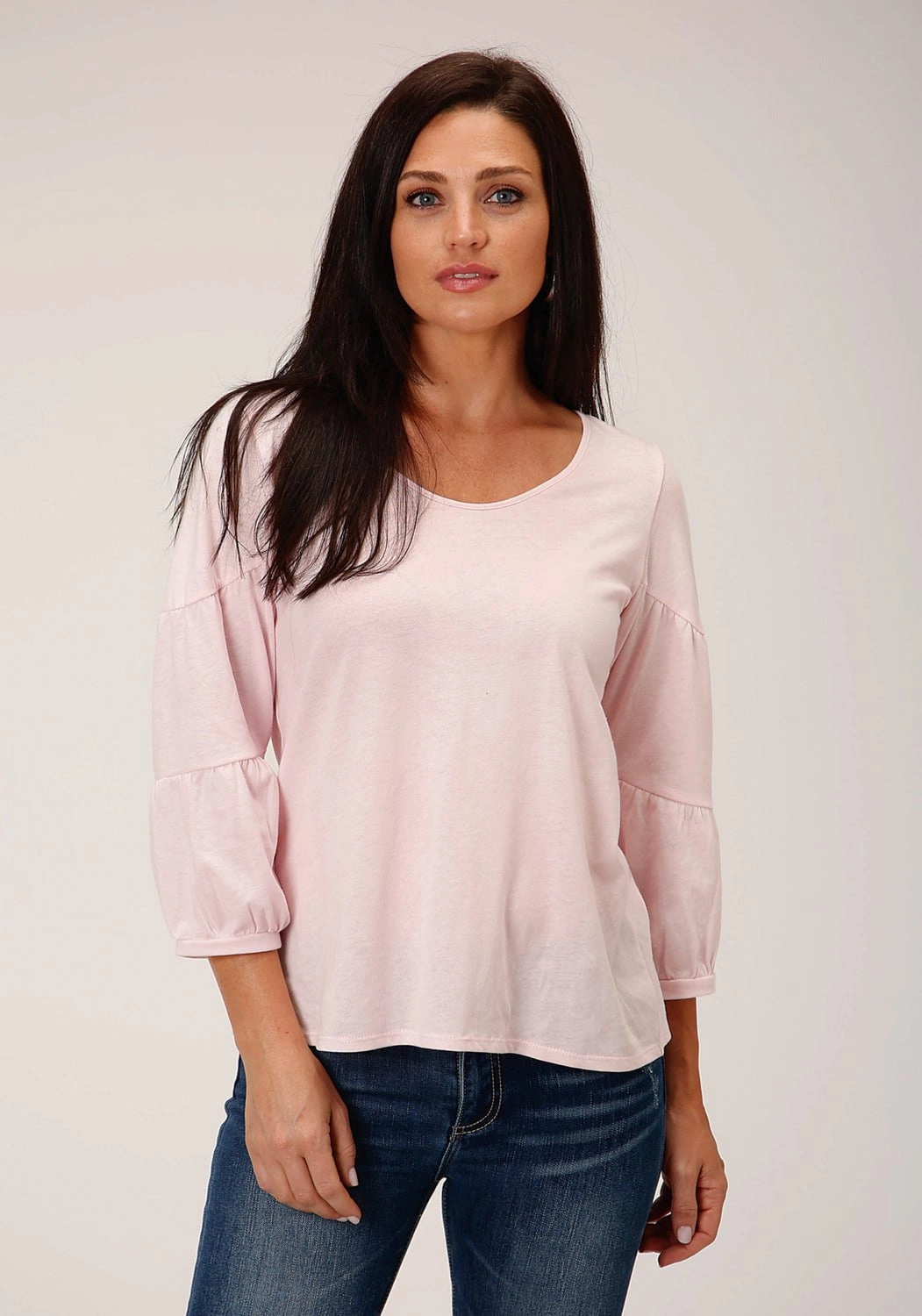 Odor Resistant Dynamic Design Stetson Womens Tiered Ruffle Pink Poly/Rayon S/S Tunic