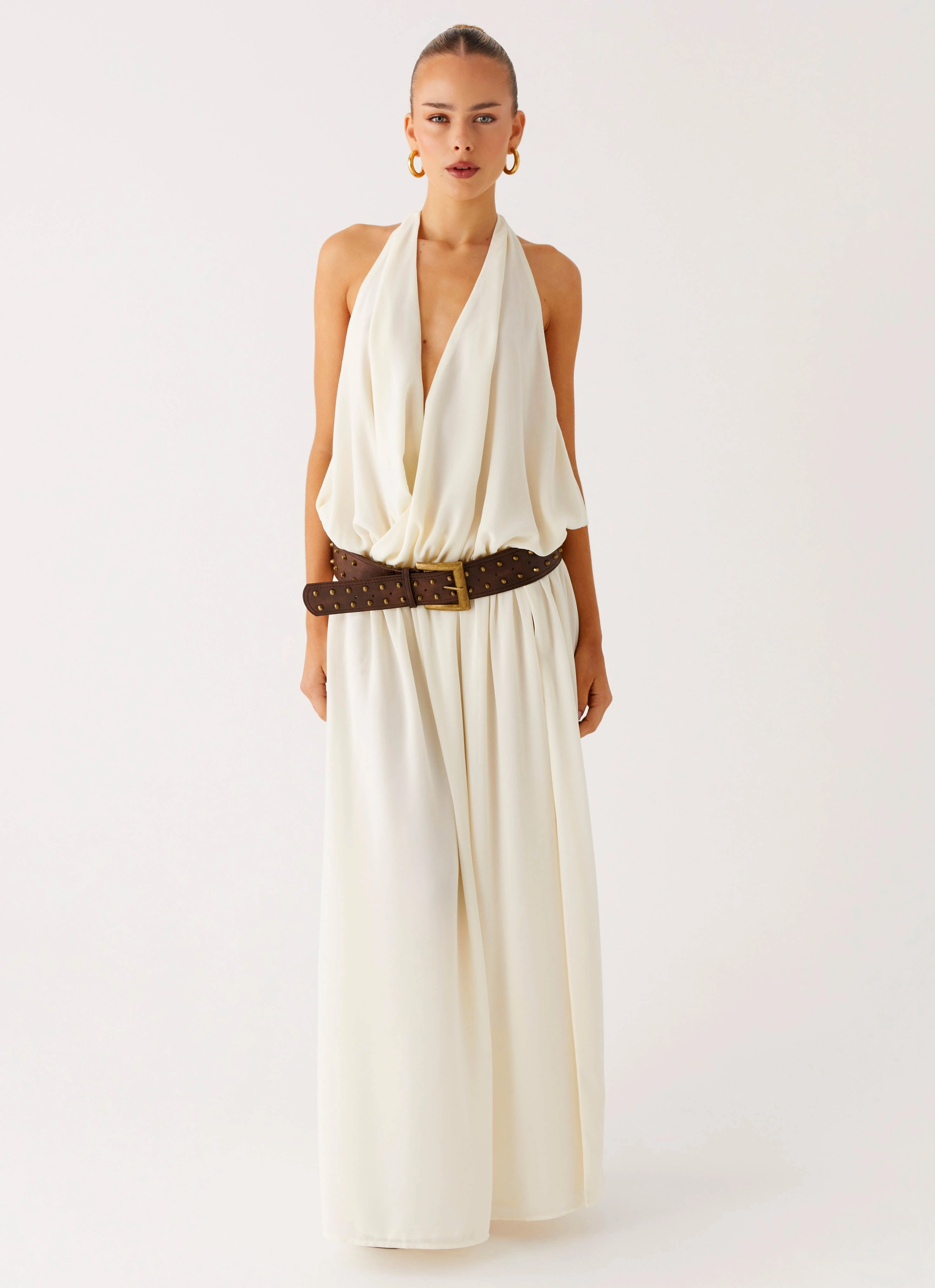 Bold Touches Quick Fit Narlah Halter Maxi Dress - Ivory