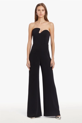 Strapless Puzzle Jumpsuit in Black Color Pop All Season