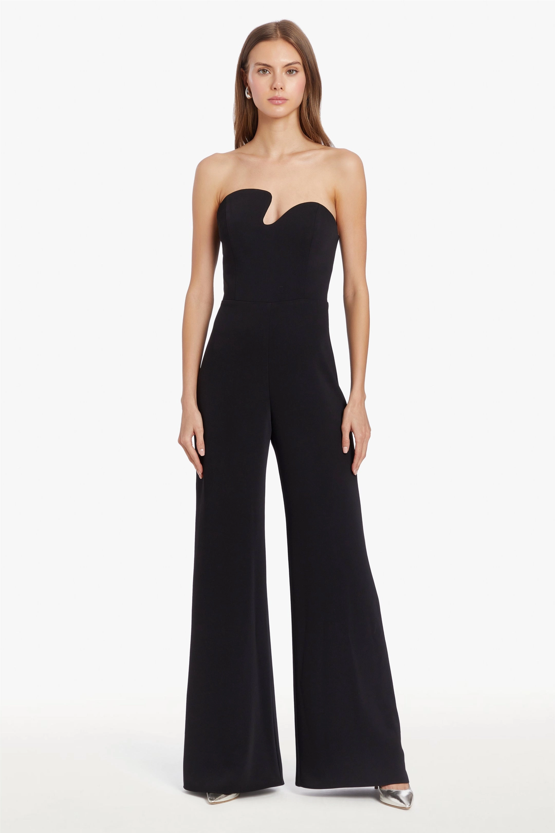 Strapless Puzzle Jumpsuit in Black Color Pop All Season