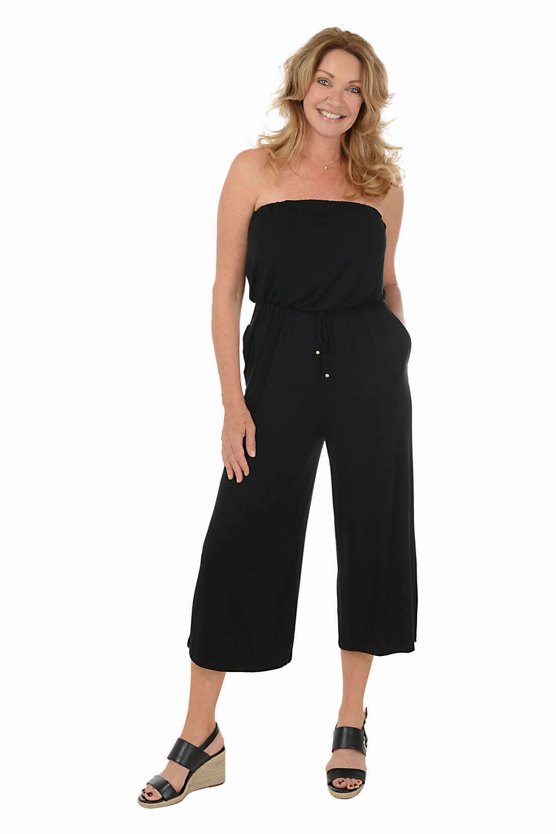 Strapless Wide Leg Jumpsuit Luxurious Feel Urban Look