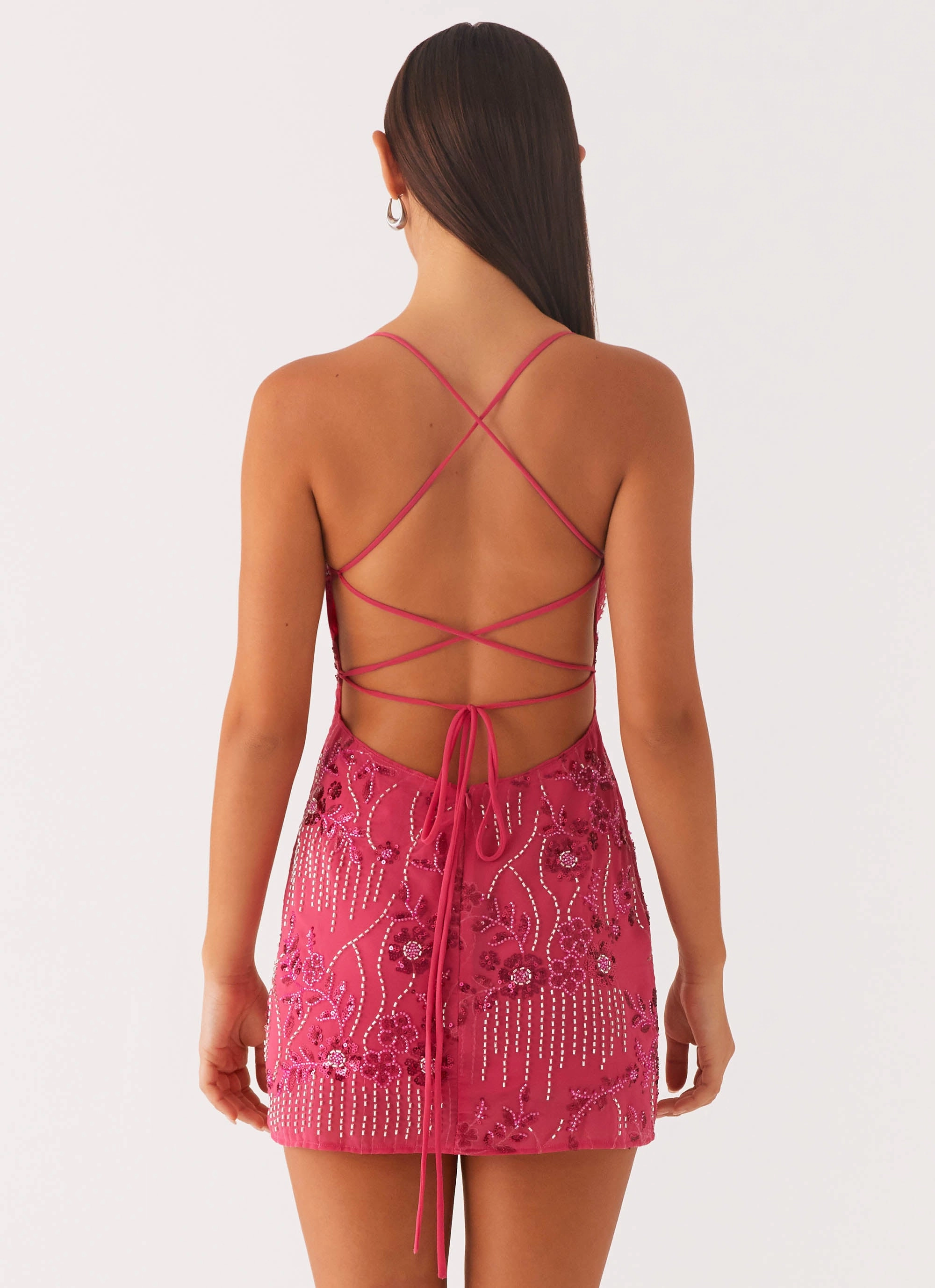 Vietta Sequin Cami Mini Dress - Fuchsia Breeze Flow