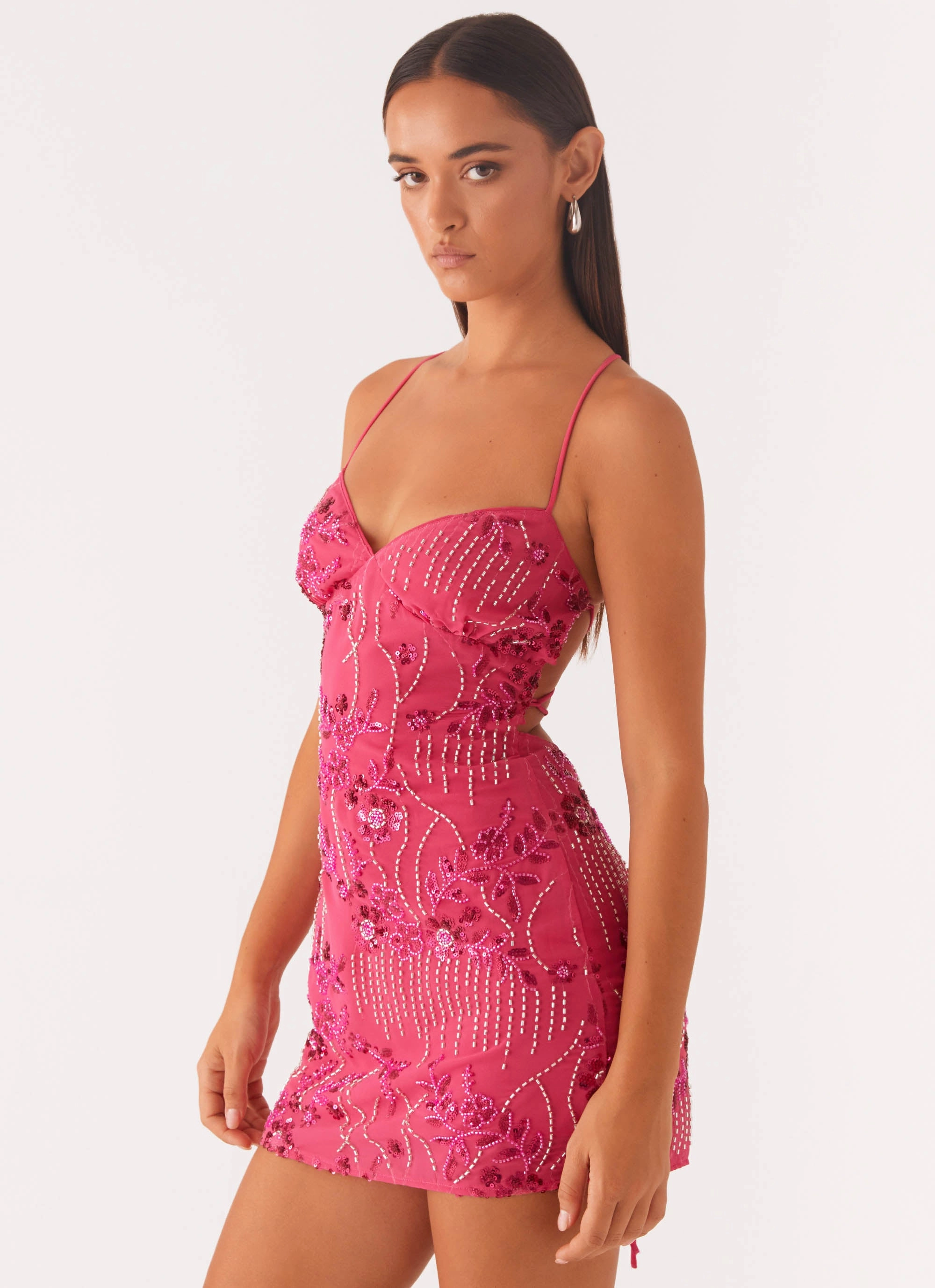 Smooth Blend effortless grace Vietta Sequin Cami Mini Dress - Fuchsia
