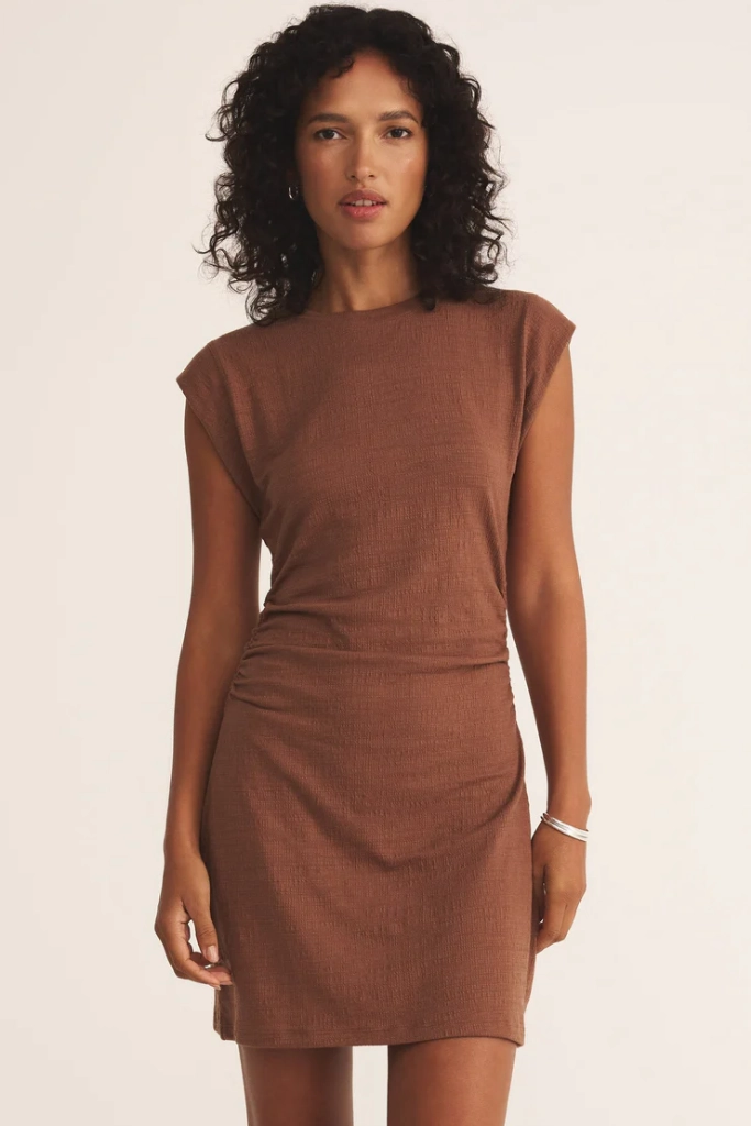 Camino Textured Mini Dress by Z Supply Classic Movement Warm Palette