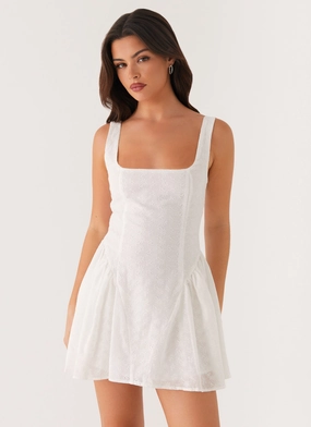 Garden Scene Luxe style Alyssa Mini Dress - White