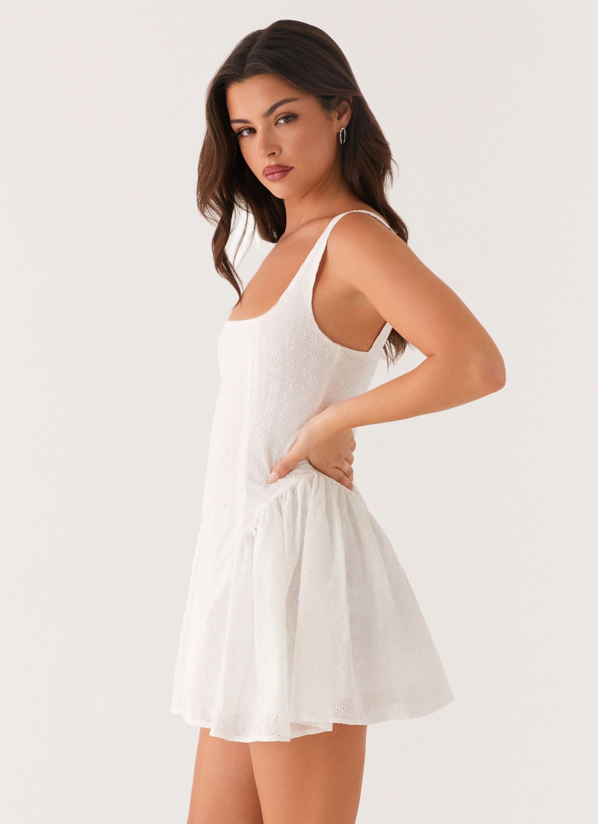Layered Movement Breathable Fit Alyssa Mini Dress - White