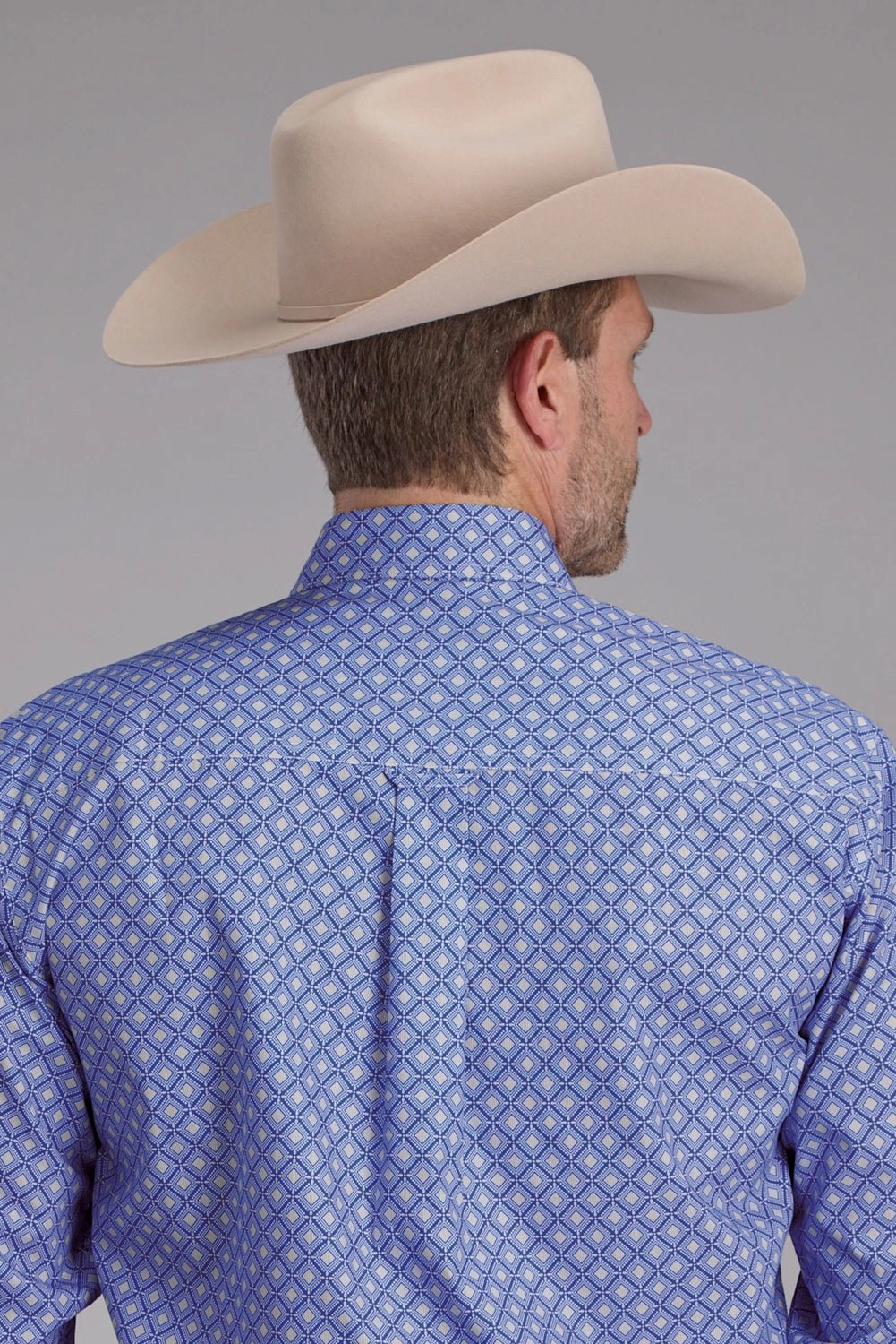 Roper Mens 2385 Foulard Periwinkle 100% Cotton 1 Pkt L/S Shirt Corporate Event Wrinkle-Resistant