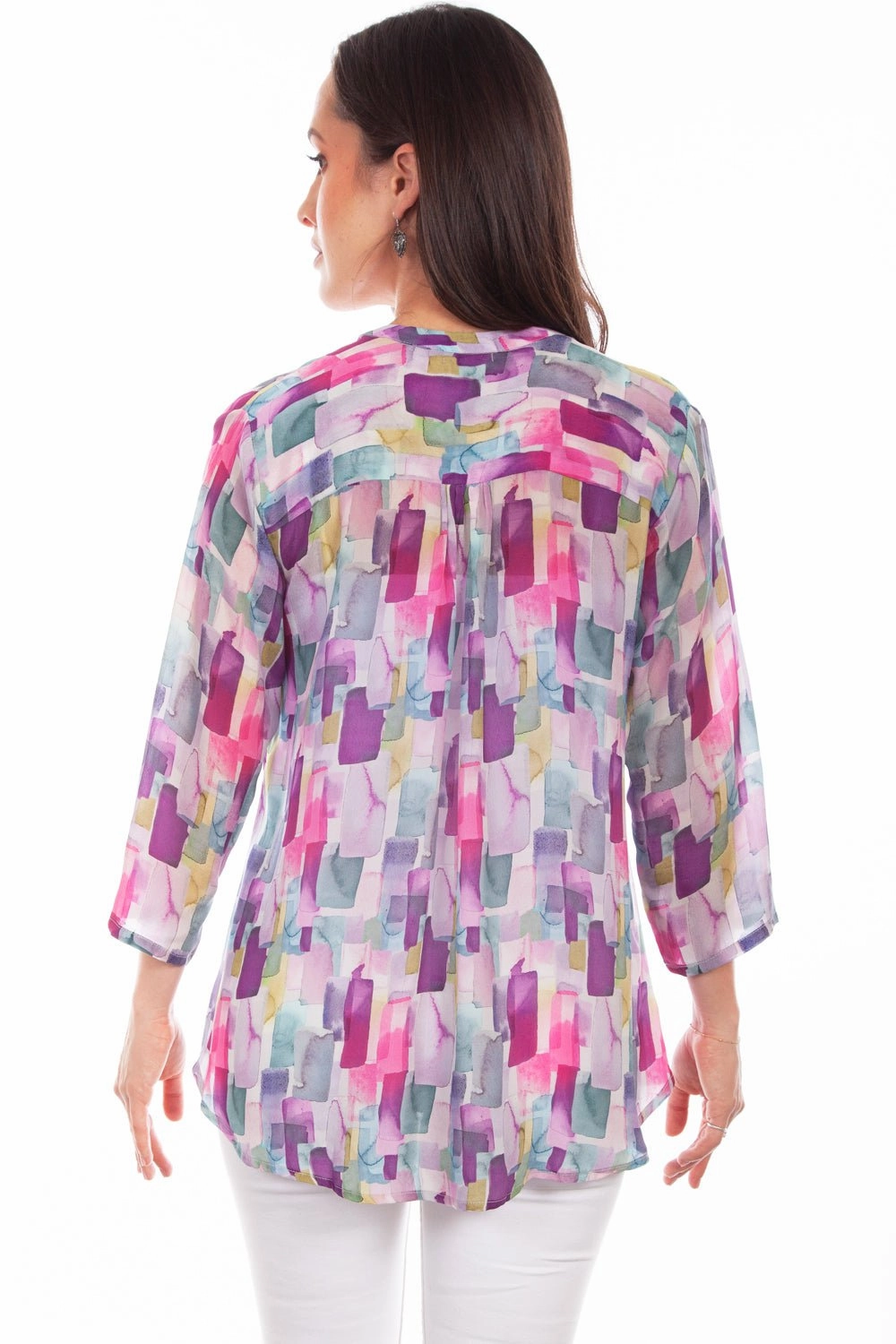 Subtle pattern Scully Womens Lavender Rayon Rectangular S/S Blouse