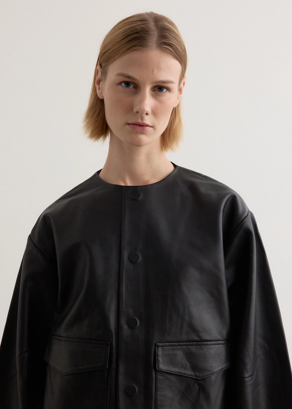 Mid Length Utility Cocoon Leather Bomber