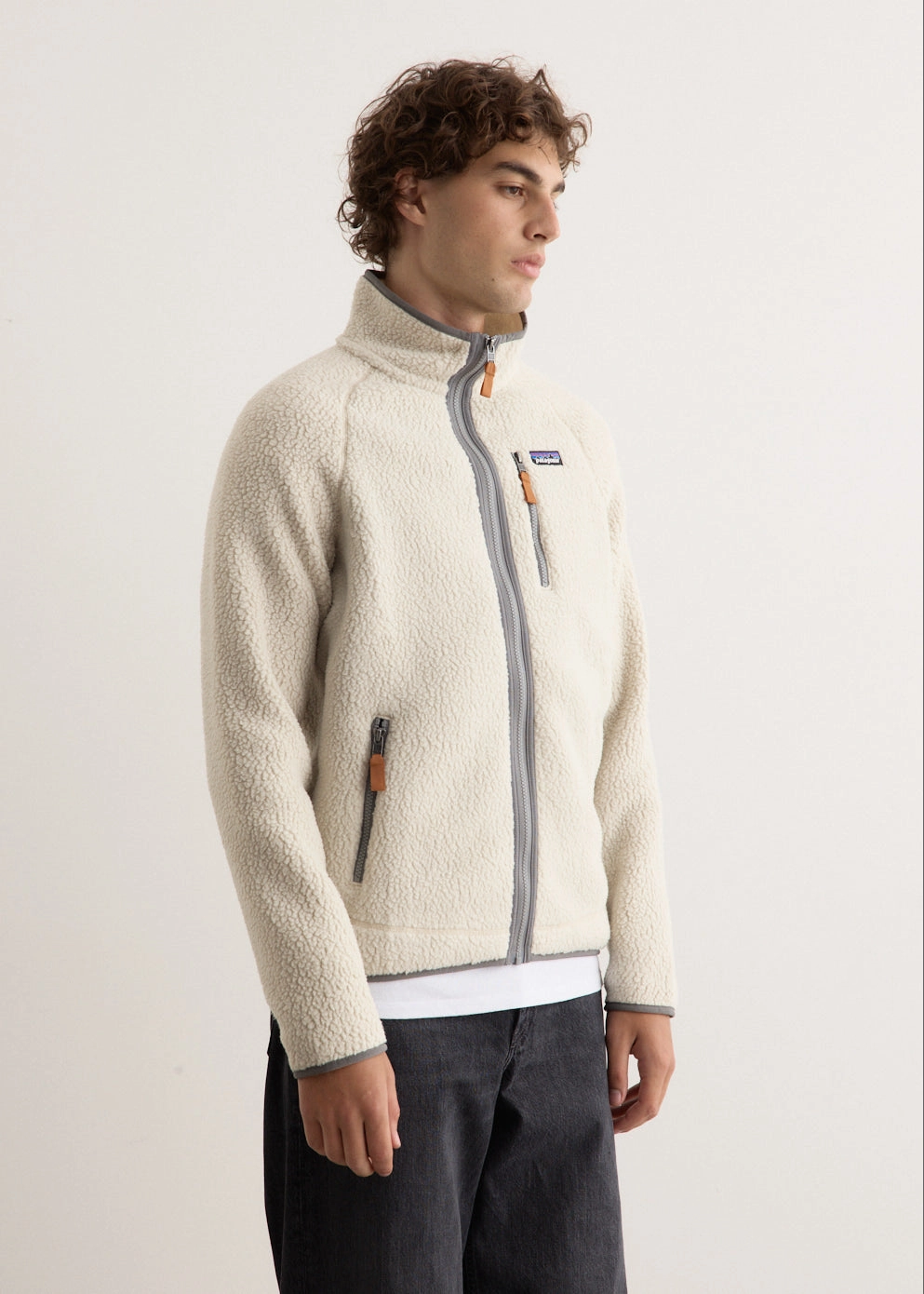 Retro Pile Jacket Notch Lapel Zippered Pockets