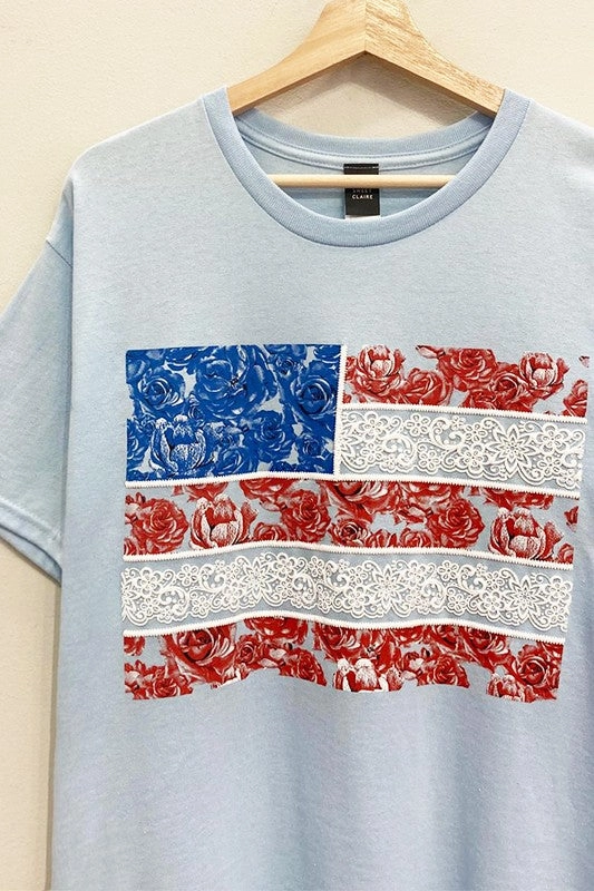 Running Speed Essential Piece America Flag Puff-Print Tee S-XL