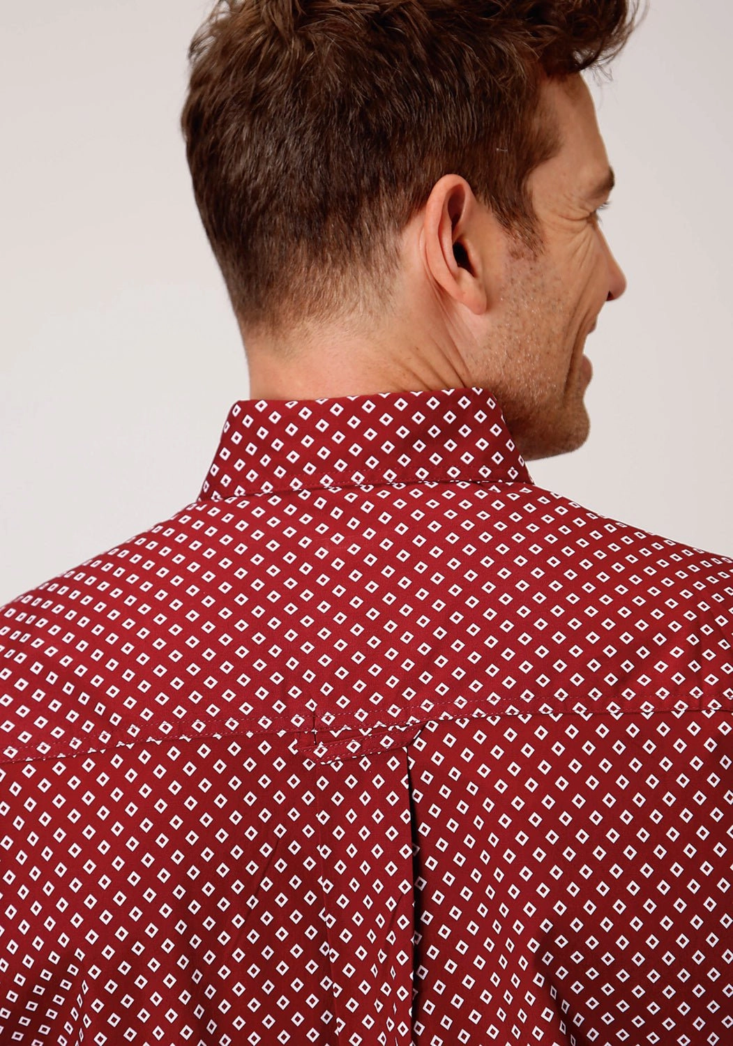 Pocket Detailing Anti Cling Fabric Roper Mens Wine Cotton Blend 1 Pocket BD S/S Shirt