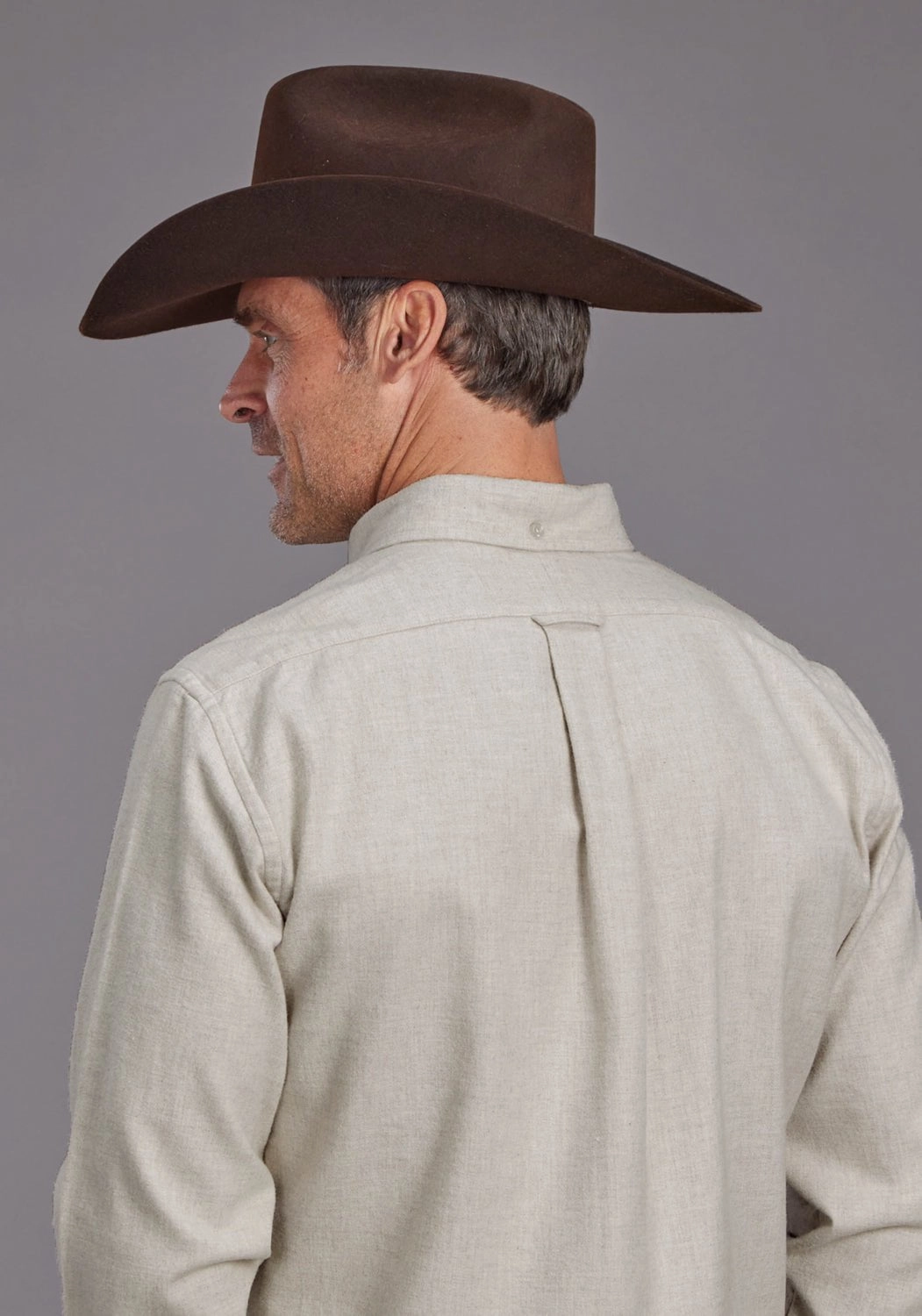 Layered Design Subtle patterns Stetson Mens Brushed Heather Flannel Cream 100% Cotton 1 Pkt L/S Shirt