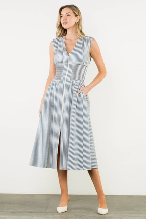 Easy Flow STRIPE ZIP FRONT DRESS