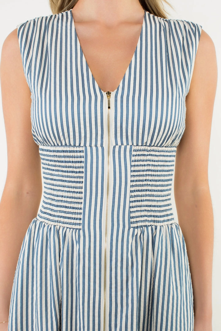 Winter Layering STRIPE ZIP FRONT DRESS